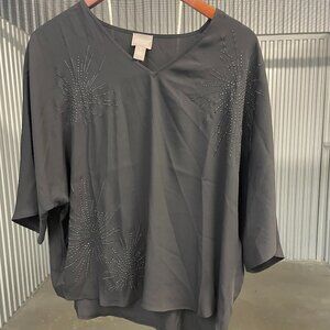 Chico's Black Embellished Top Size 1